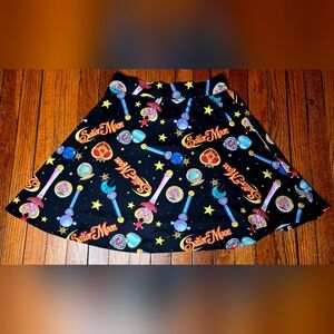 Sailor Moon Size Large Skirt Black Graphic All Over Print Polyester Spandex W4